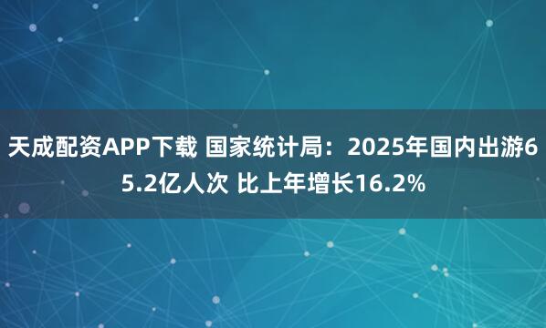 天成配资APP下载 国家统计局：2025年国内出游65.2亿人次 比上年增长16.2%